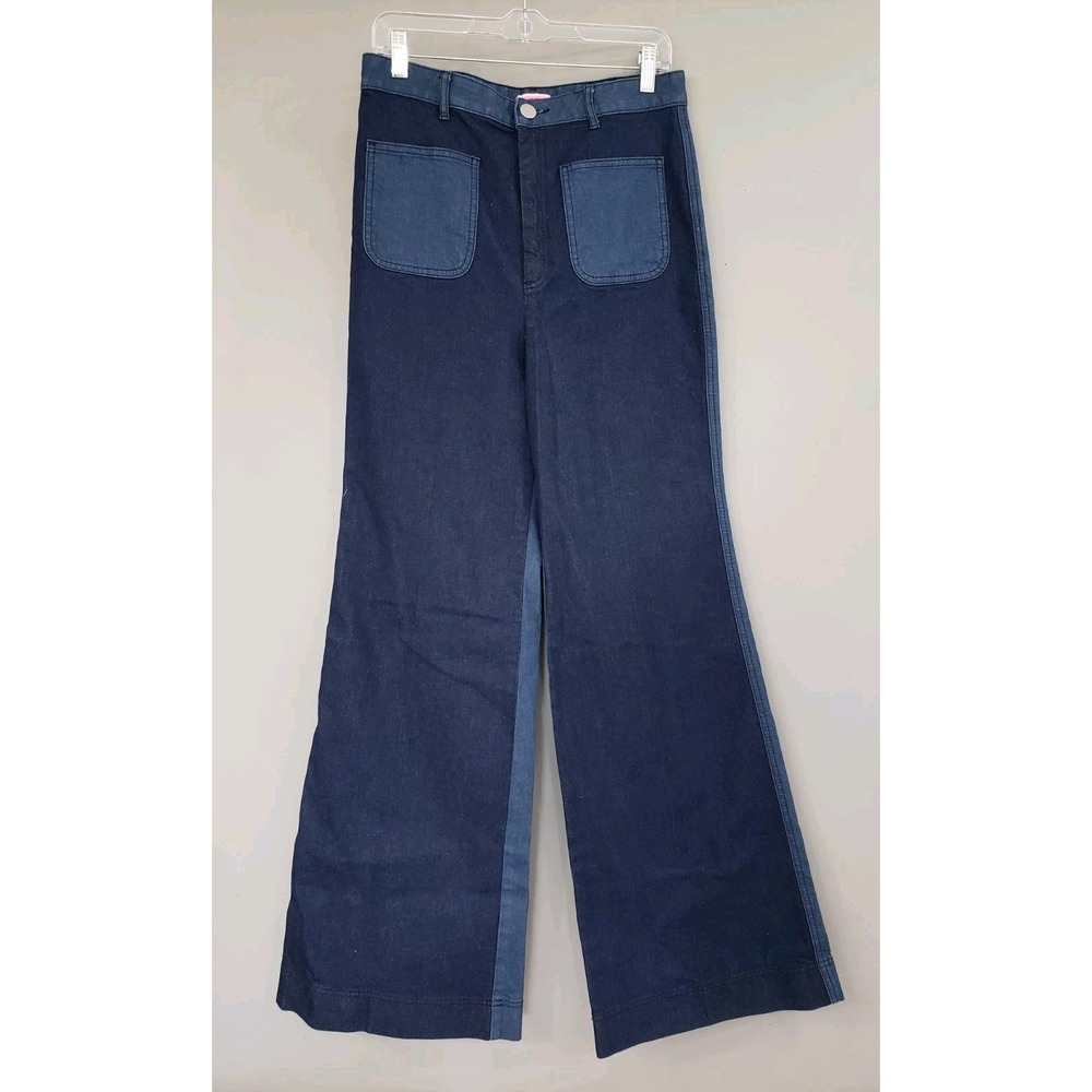Kate Spade Two-tone Wide Leg Jeans Size 30 COLOR BLOCK LOOOSE BAGGY